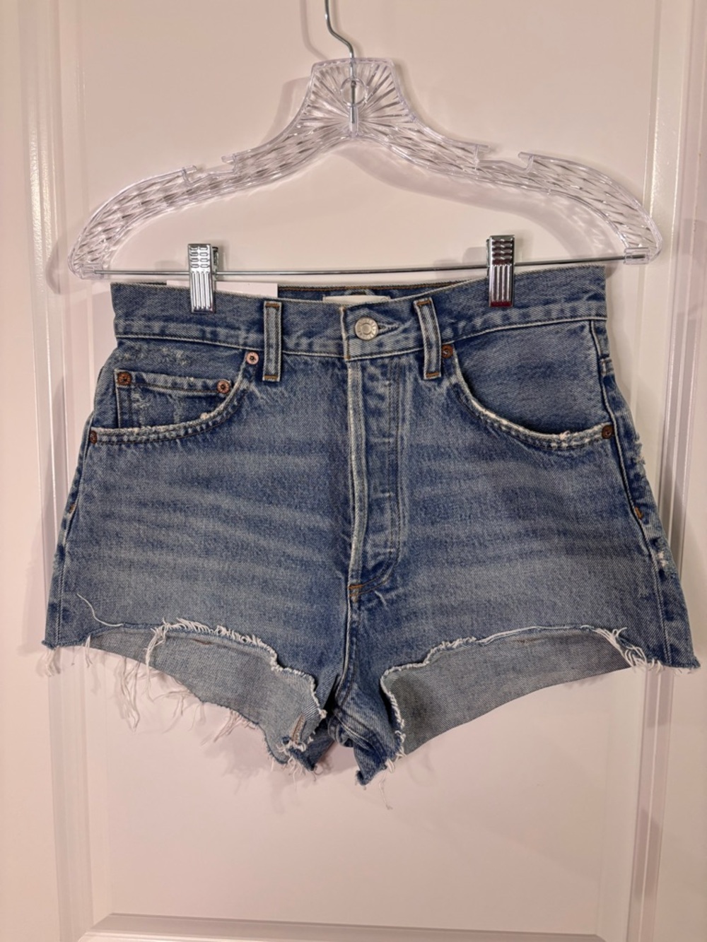 AGOLDE NWT Ridley Short Chant High Rise Vintage Denim Cut Off Jeans Size 26
